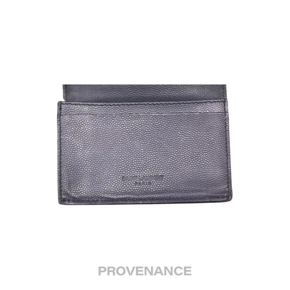 🔴 Saint Laurent Paris SLP Pocket Card Wallet - Navy Leather